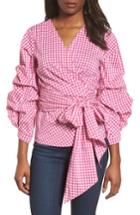 Women's Halogen Pintuck Blouson Sleeve Wrap Top - Pink