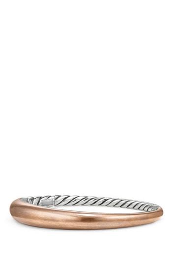 Women's David Yurman Pure Form Mixed Metal Smooth Bracelet With Diamonds, Bronze And Silver, 9.5mm