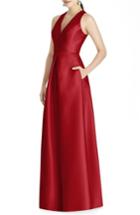 Women's Alfred Sung Sleeveless Sateen Gown - Red