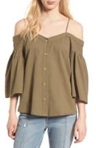 Women's Bp. Cotton Off The Shoulder Top, Size - Green