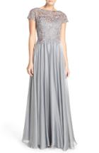 Women's La Femme Embellished Lace & Satin Ballgown - Grey