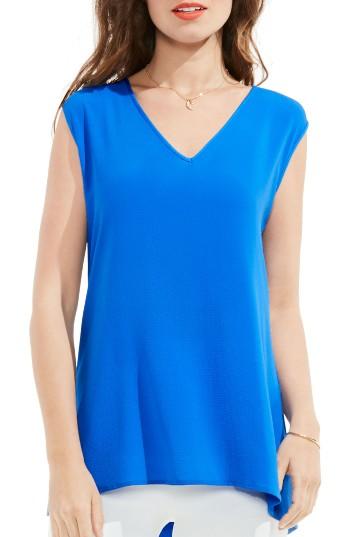 Women's Vince Camuto Mixed Media Top, Size - Black
