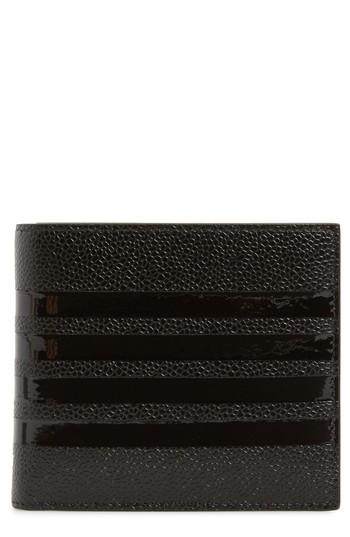 Men's Thom Browne Patent Leather Bifold Wallet - Black