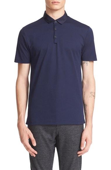 Men's Lanvin Grosgrain Collar Polo - Blue