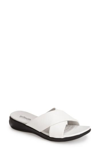 Women's Softwalk 'tillman' Leather Cross Strap Slide Sandal .5 M - White