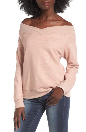 Women's Socialite Off The Shoulder Sweatshirt - Pink