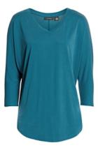 Petite Women's Halogen Relaxed V-neck Top, Size P - Blue/green