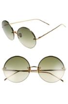 Women's Linda Farrow 58mm Gradient Round Sunglasses - Yellow Gold/ Green