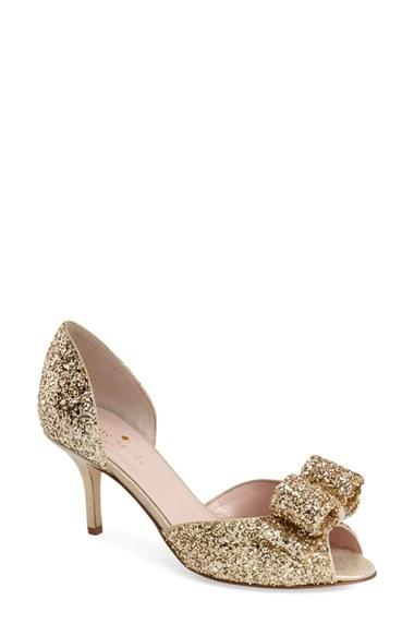 Women's Kate Spade New York 'sela' Glitter Bow Peep Toe Pump