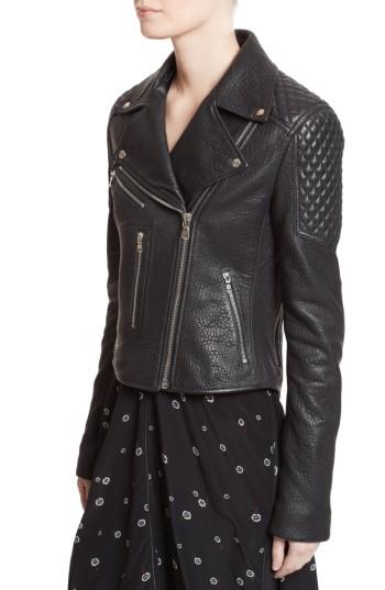 Women's Proenza Schouler Pebbled Leather Moto Jacket