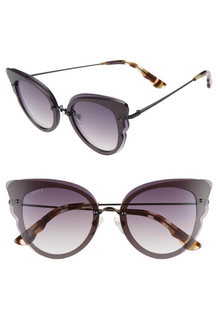 Women's Diff Delilah 49mm Cat Eye Sunglasses - Black/ Grey