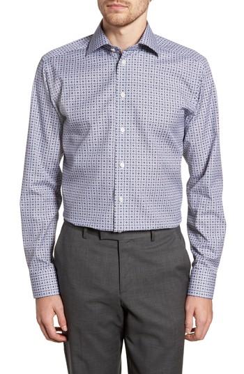 Men's Eton Slim Fit Medallion Print Dress Shirt - Blue