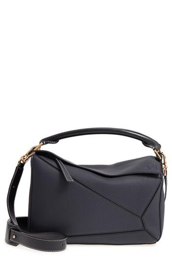 Loewe Medium Puzzle Leather Shoulder Bag - Blue