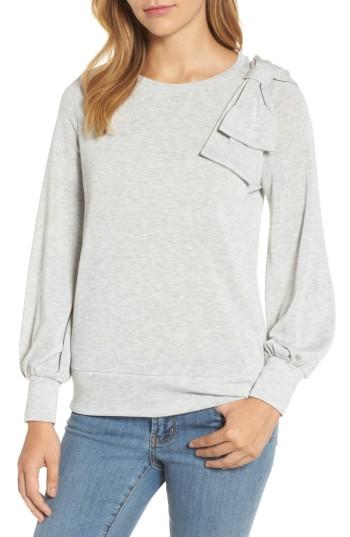 Women's Halogen Bow Knit Sweatshirt - Grey