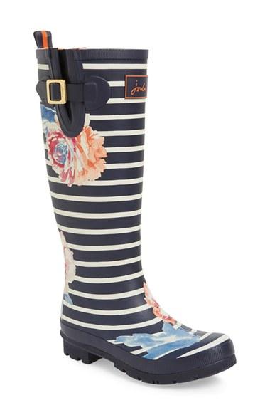 Women's Joules 'welly' Print Rain Boot M - Blue