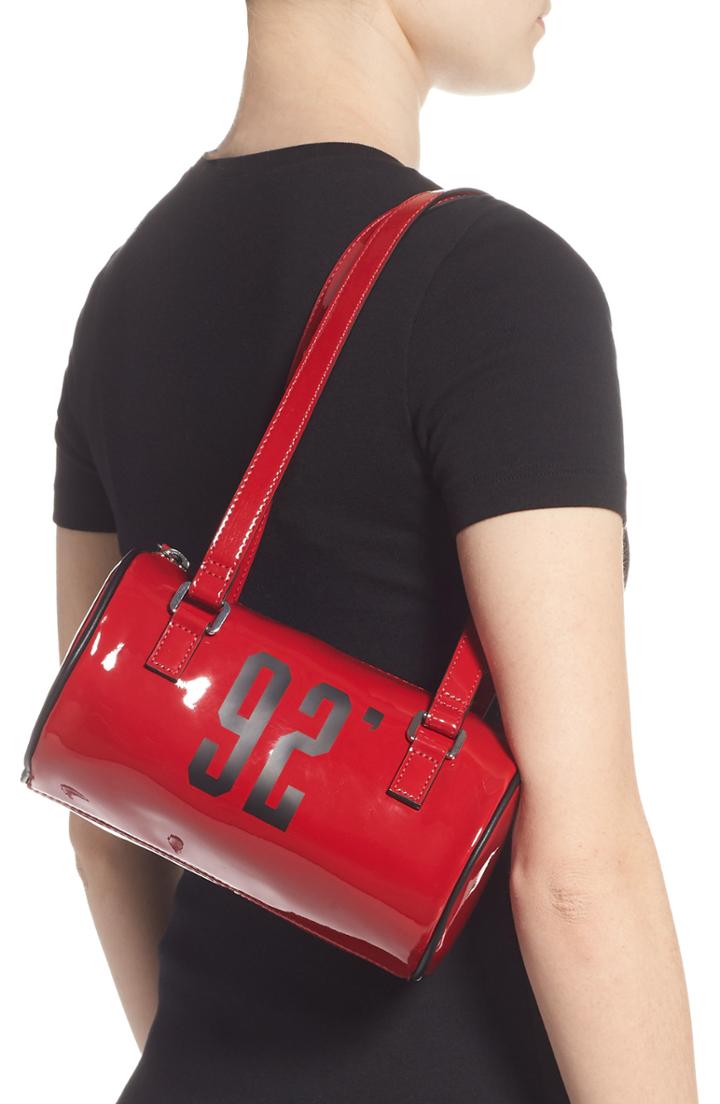 Topshop Patent Bowler Bag - Red