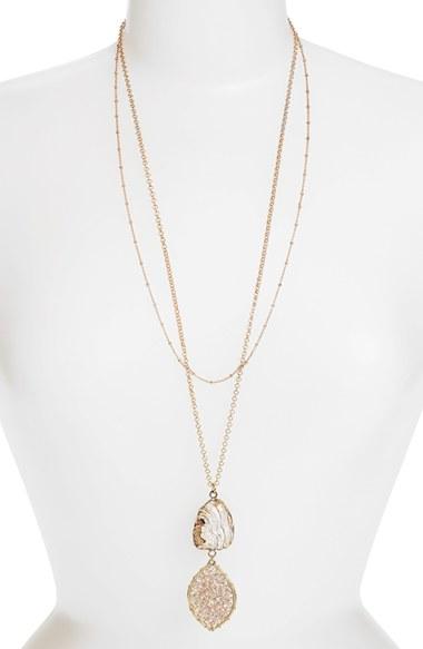 Women's Panacea Stone & Beaded Crystal Pendant Layered Necklace