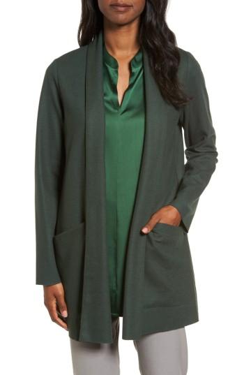 Petite Women's Eileen Fisher Boiled Wool Jacket P - Green