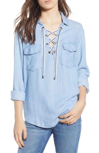 Women's Rails Matea Lace-up Top, Size - Blue