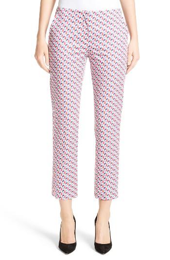 Women's Armani Collezioni Print Stretch Cotton Ankle Pants - Red