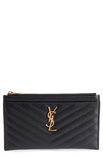 Saint Laurent Monogram Leather Bill Pouch - Black