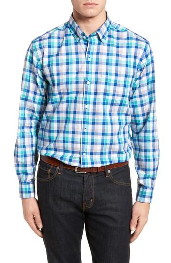 Men's Cutter & Buck Dylan Easy Care Plaid Sport Shirt - Blue