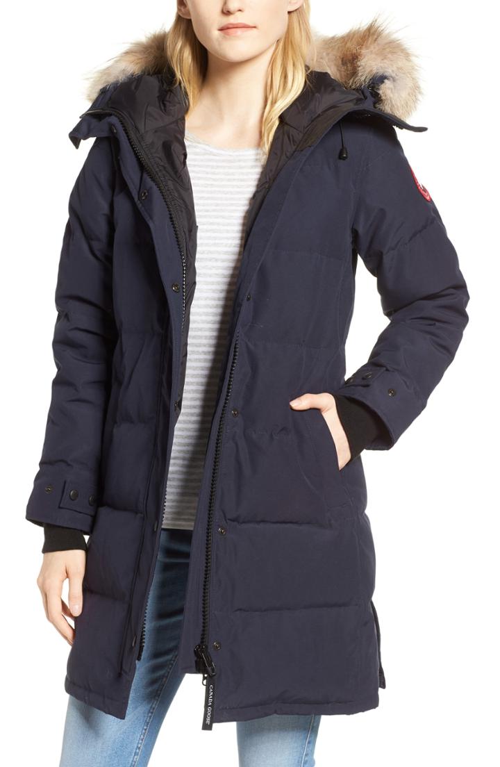 Women's Canada Goose Shelburne Genuine Coyote Fur Trim Down Parka, Size (000-00) - Blue