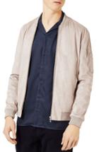 Men's Topman Faux Suede Bomber Jacket - Grey