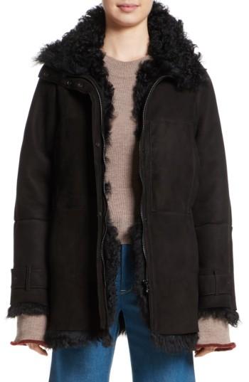 Women's Colovos Reversible Genuine Shearling Coat - Black