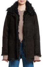 Women's Colovos Reversible Genuine Shearling Coat - Black