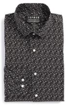 Men's Topman Skinny Fit Geo Print Stretch Woven Shirt, Size - Black