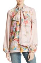 Women's N?21 Floral Print Tie Neck Silk Shirt Us / 38 It - White