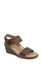 Women's Aetrex 'arielle' Leather Wedge Sandal -6.5us / 36eu - Grey