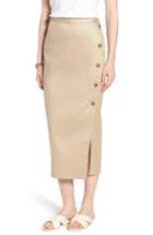 Women's 1901 Side Slit Cotton Blend Pencil Skirt - Brown