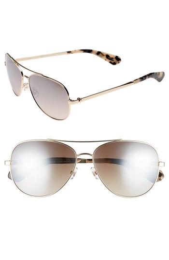 Women's Kate Spade New York Avaline 58mm Aviator Sunglasses - Gold Havana