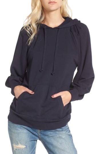 Women's Treasure & Bond Pleated Sleeve Hoodie, Size - Blue