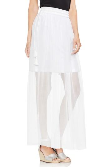 Women's Vince Camuto Side Tie Mesh Overlay Maxi Skirt, Size - White