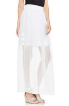 Women's Vince Camuto Side Tie Mesh Overlay Maxi Skirt, Size - White