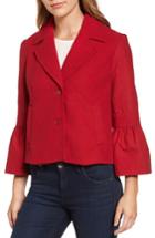 Women's Halogen Ruffle Cuff Jacket, Size - Red