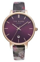 Women's Ted Baker London Kate Print Leather Strap Watch, 38mm