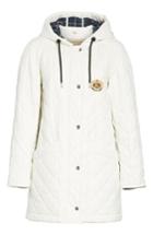 Women's Burberry Roxwell Embroidered Archive Logo Quilted Coat, Size - White