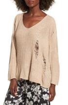 Women's Lost + Wander Lily Rose Distressed Sweater /small - Beige