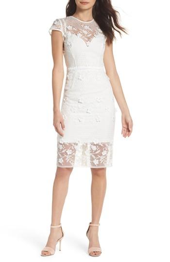 Women's Bronx And Banco Osa Embroidered Cap Sleeve Organza Dress Us / 6 Au - Ivory