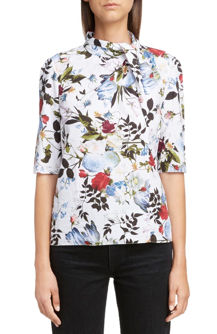 Women's Erdem Floral Print Twist Neck Top