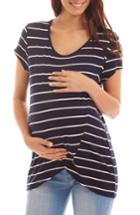 Women's Everly Grey Jonelle Stripe Maternity/nursing Top - Blue