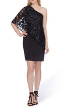 Women's Tahari One-shoulder Sequin Dress - Black