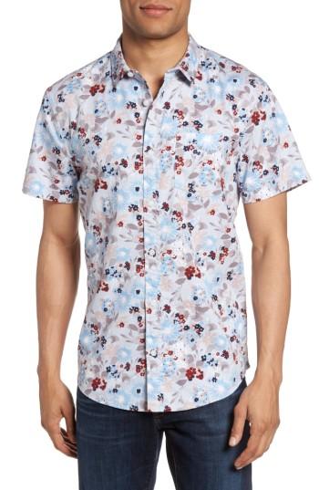 Men's 1901 Floral Print Shirt, Size - Grey