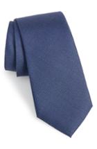 Men's Calibrate Sargent Solid Silk & Cotton Tie, Size - Blue