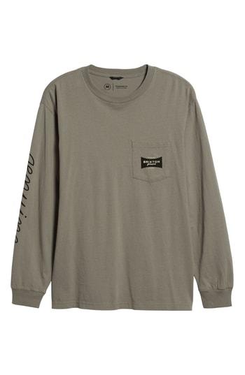 Men's Brixton Ramsey Long Sleeve Pocket T-shirt, Size - Grey