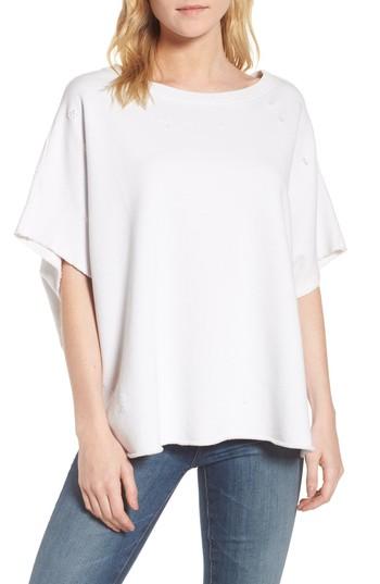 Women's Frank & Eileen Tee Lab Distressed Poncho, Size - White